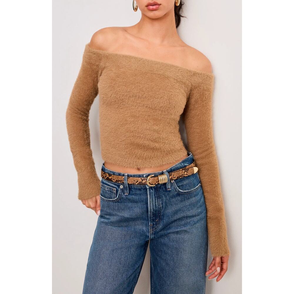 Good American Off the Shoulder Sweater in Warm Caramel 4XL NWT